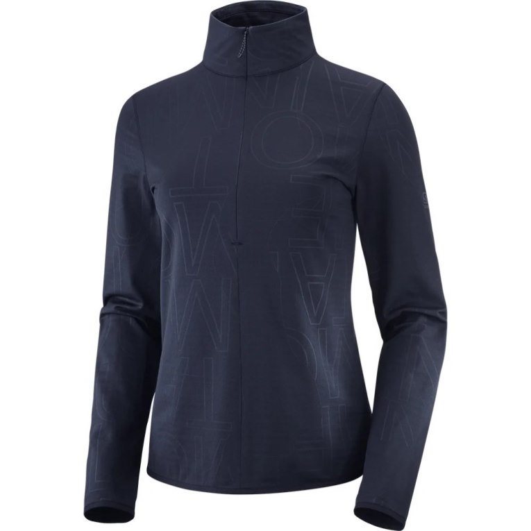 Dámské Bundy Salomon Essential Lightwarm Half Zip Tmavě Blankyt | CZ 58MVPSJ